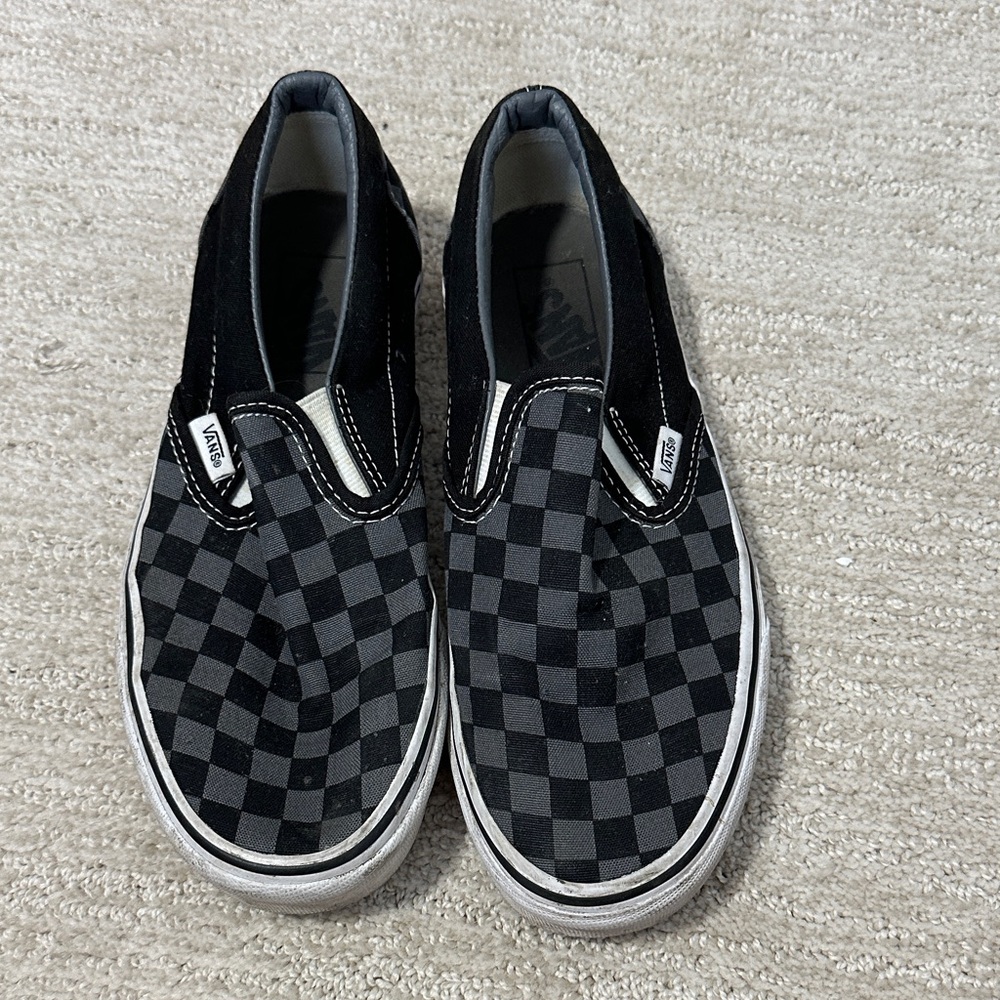 Vans Black and Gray Checkered Slip-Ons